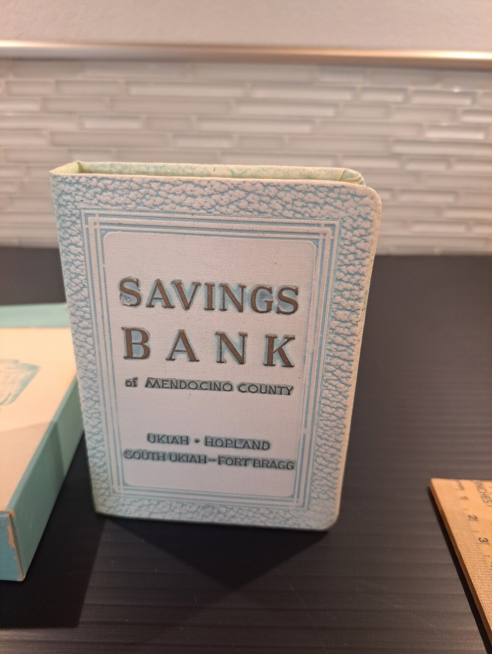 Vtg Savings Bank of Mendocino Cty Bank Book Of Thrift For Baby Savings- Blue-Key